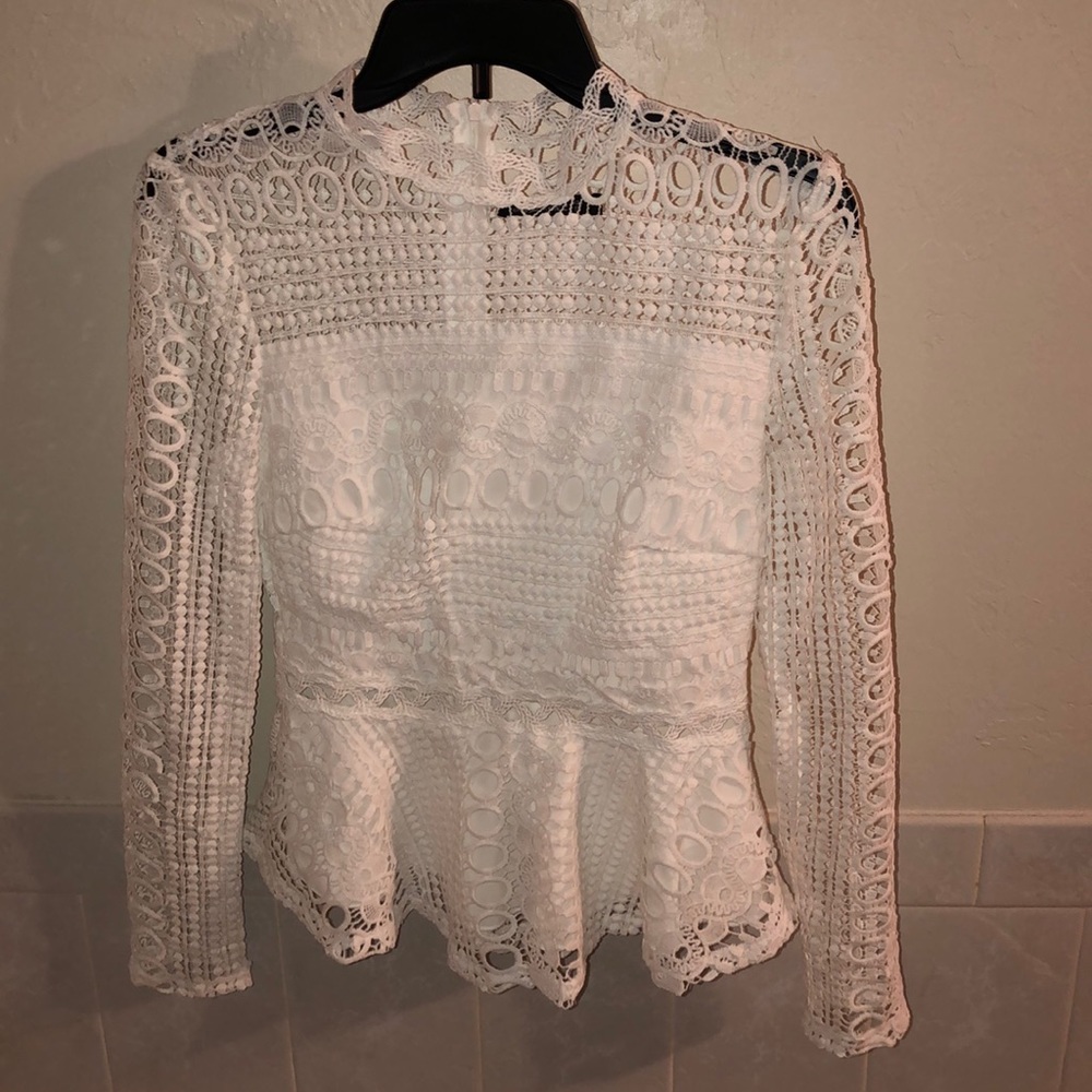 White peplum long sleeve
